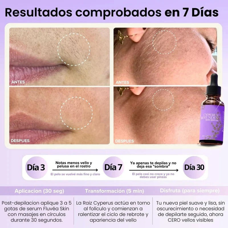 LunéaSkin™ - Vello fino y menos visible con Raiz de Cyperus Rotundus
